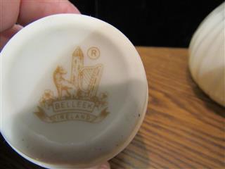 VINTAGE LOT OF 5 BELLEEK IRELAND WHITE PORCELAIN COLLECTIBLES